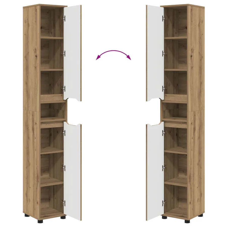 Cabinet de salle de bain Chêne artisanal 30,5 x 30 x 195 cm - 11