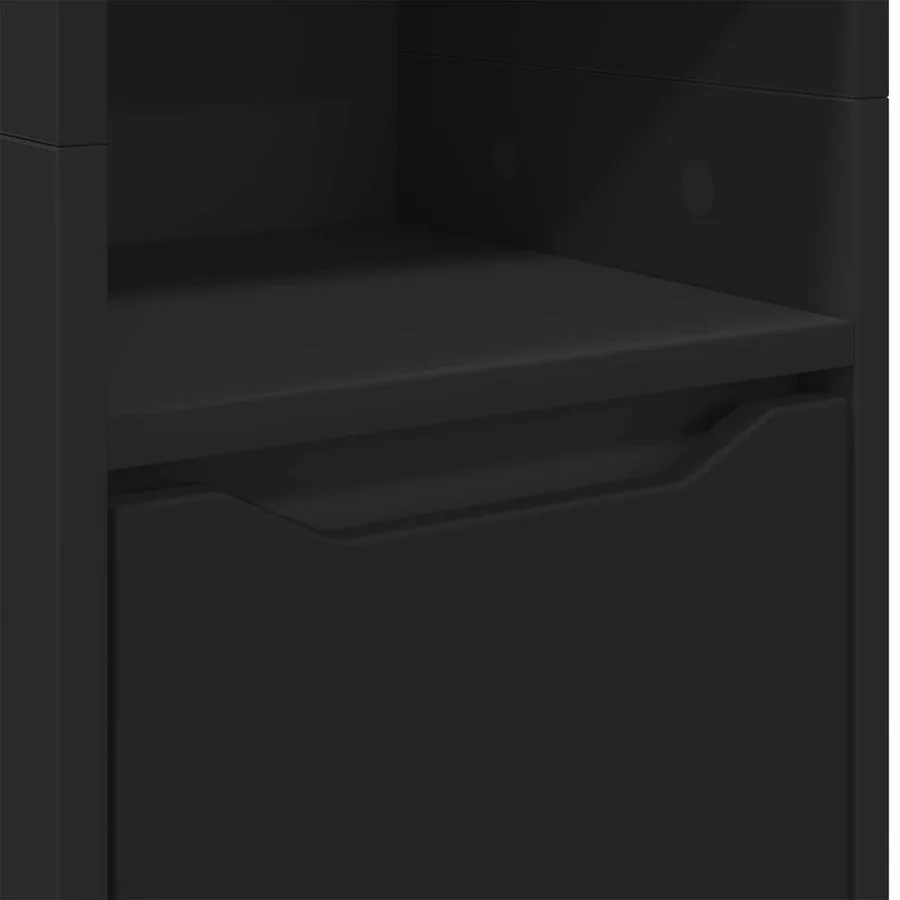 Cabinet de salle de bain avec étagère Noir 30,5 x 30 x 195 cm - 10