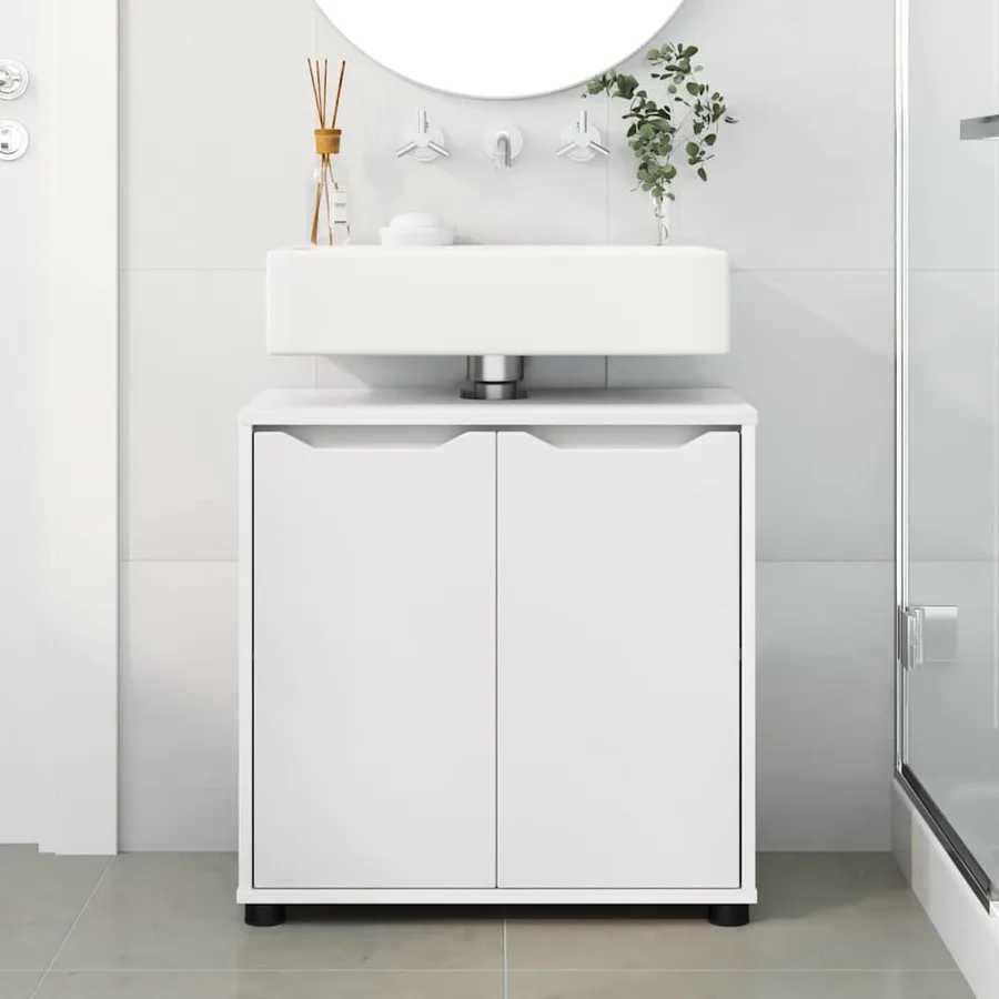 Armoire de lavabo de salle de bain Blanc 60 x 30 x 60 cm - 4