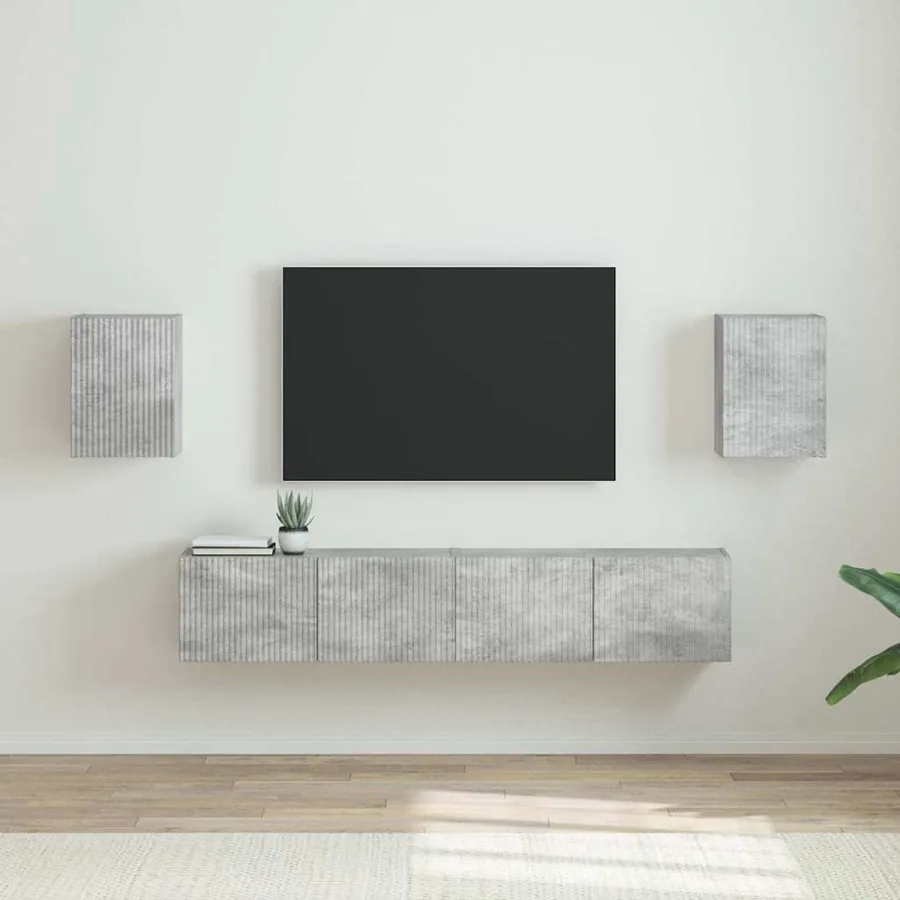Meuble TV mural 2 pcs Béton 30 x 31 x 40 cm Bois d'ingénierie