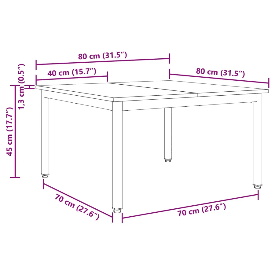 Table basse Chêne noir 80 x 80 x 45 cm Bois d'ingénierie - 11