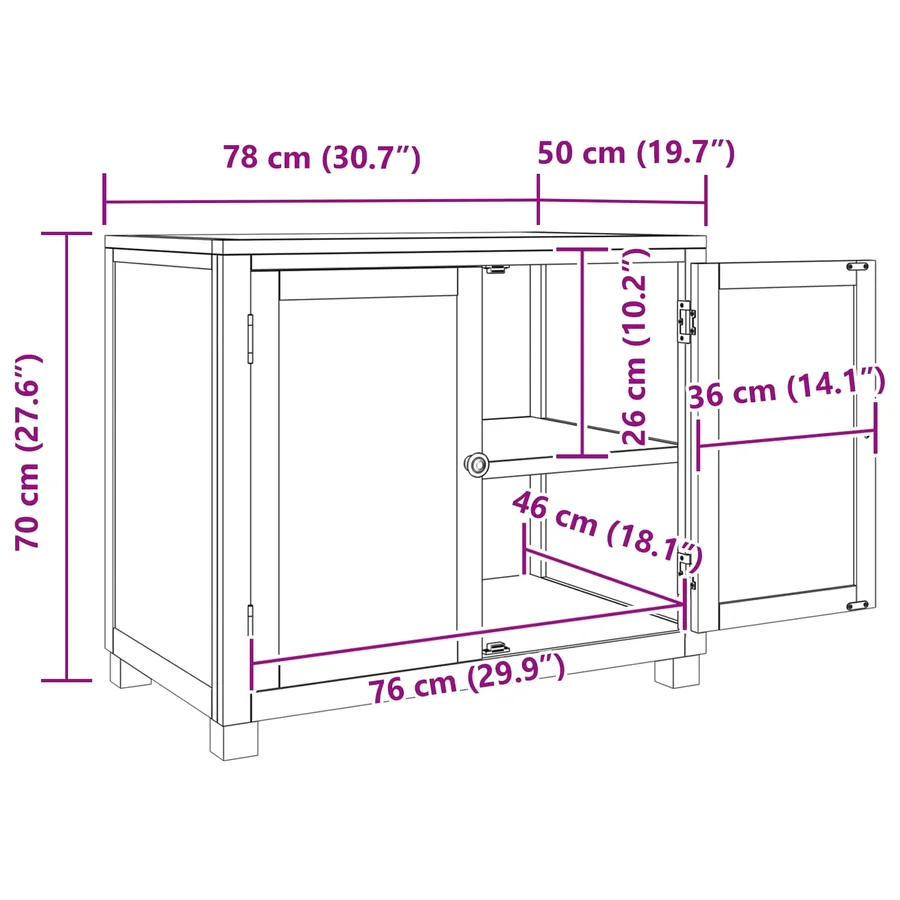 Armoire avec porte Marron 78 x 50 x 70 cm Bois de chêne massif - 9