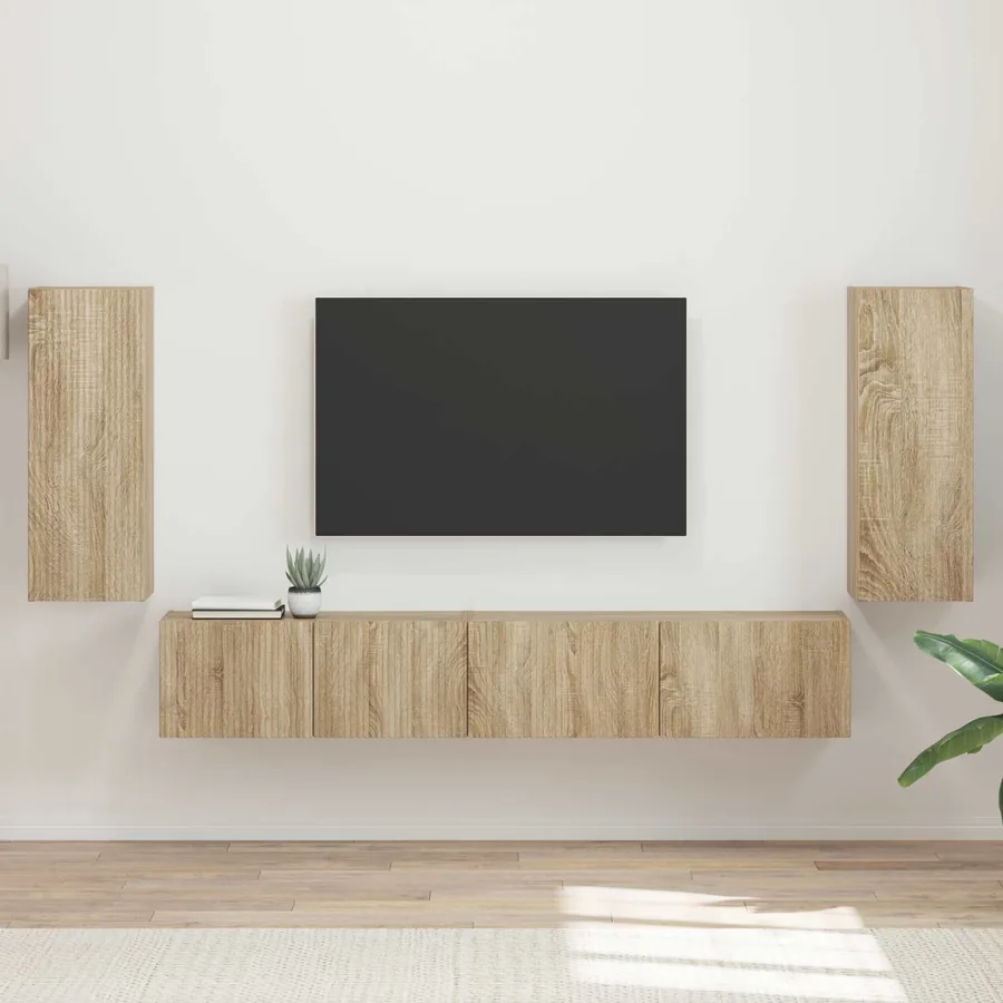 Ensemble meuble TV 4 pcs Chêne Sonoma Bois d'ingénierie