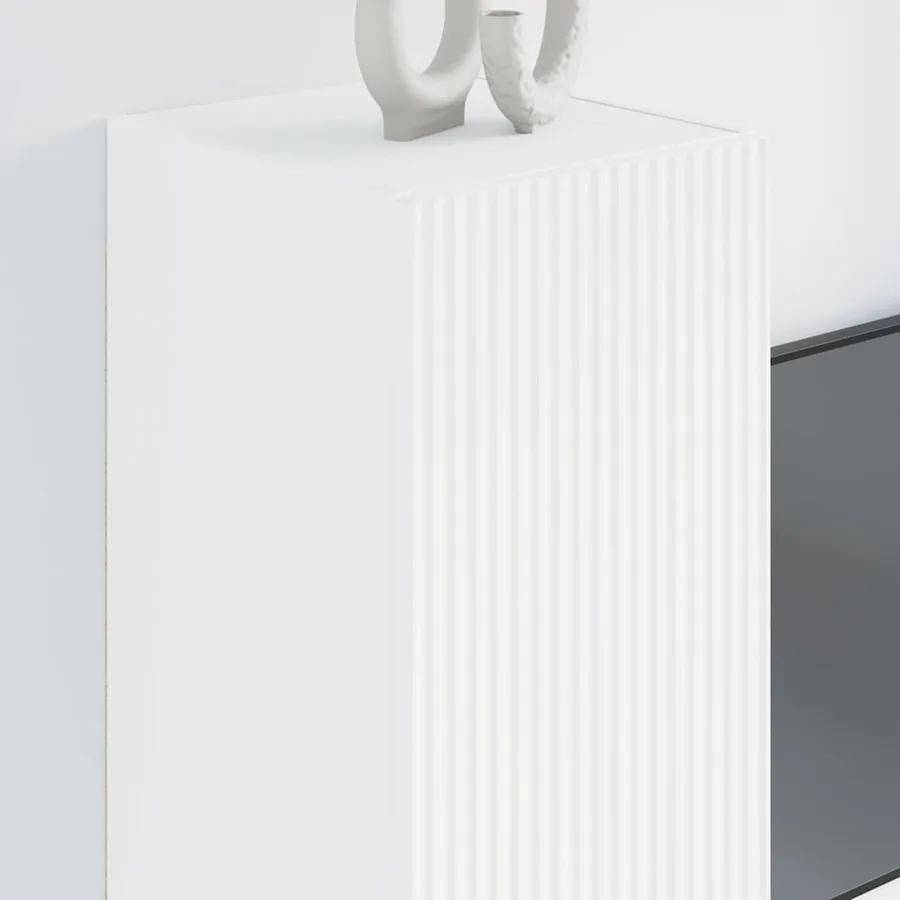 Meuble TV mural Blanc 30 x 31 x 80 cm Bois d'ingénierie - 4