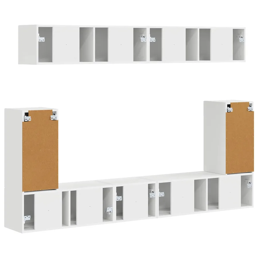 Ensemble meuble TV Montage mural 5 pcs Blanc Bois d'ingénierie - 10