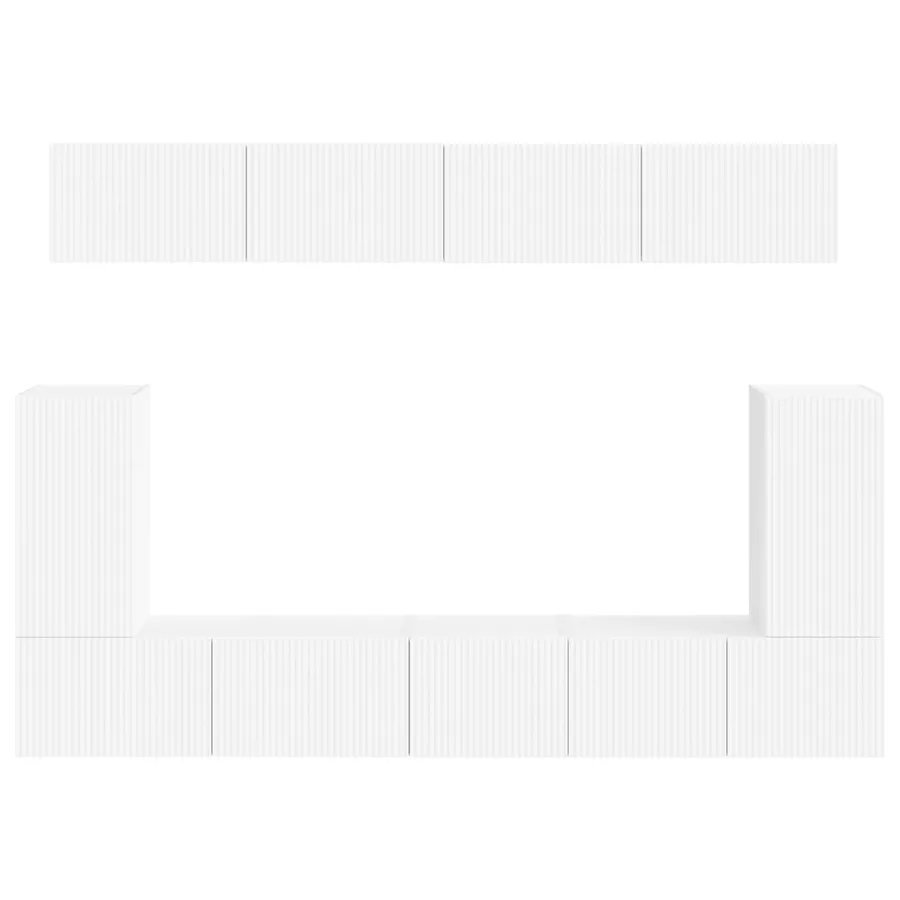 Ensemble meuble TV Montage mural 5 pcs Blanc Bois d'ingénierie - 9