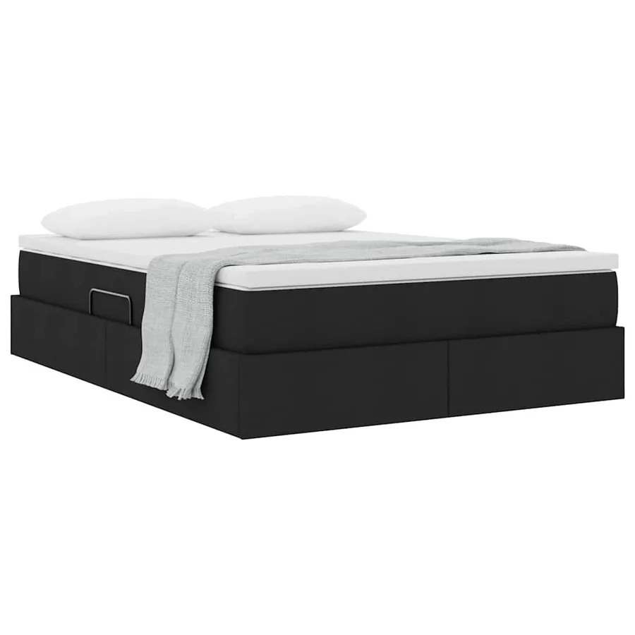 Lit avec rangement et matelas Noir 140 x 190 cm Polyester - 3