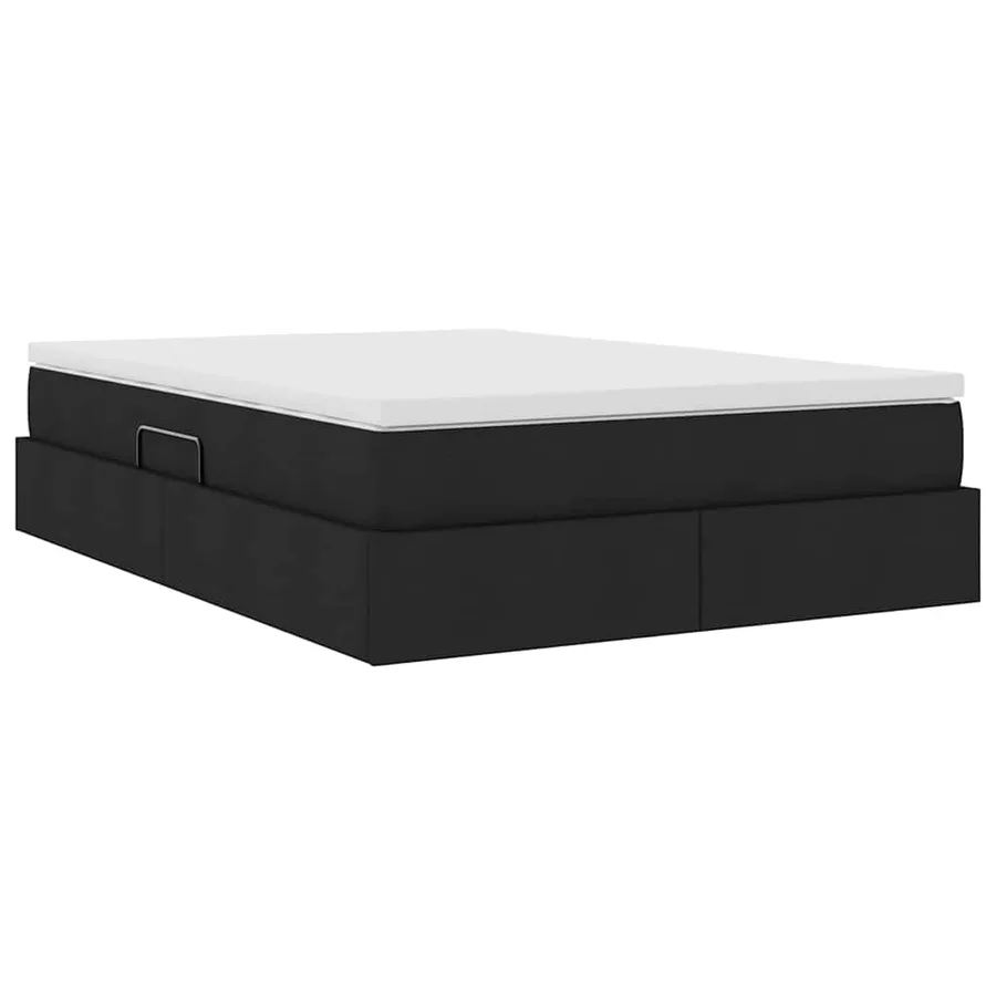 Lit avec rangement et matelas Noir 140 x 190 cm Polyester - 8