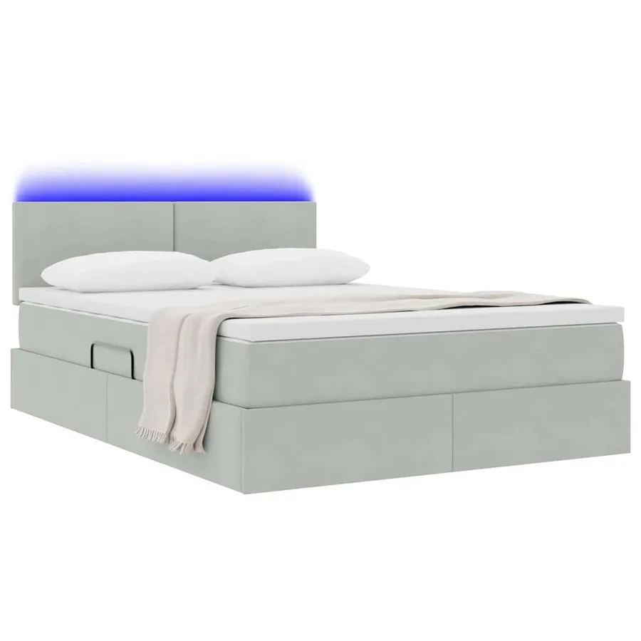 Lit de rangement LED avec matelas Gris clair 140 x 190 cm - 3