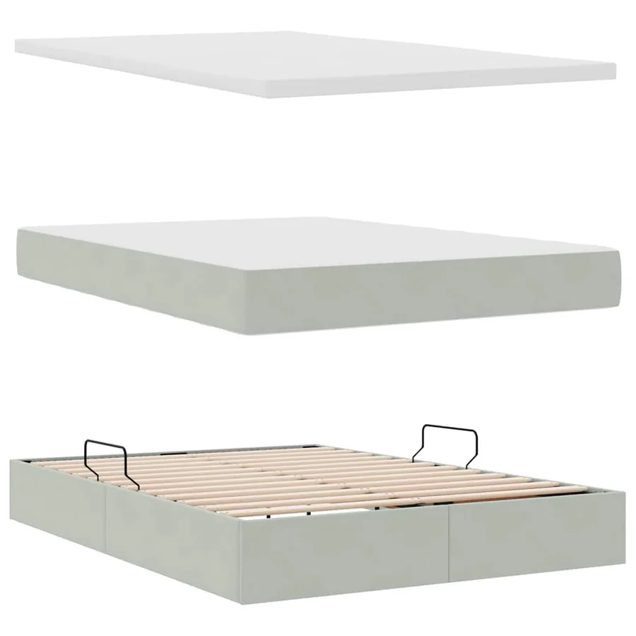 Lit de rangement LED avec matelas Gris clair 140 x 190 cm - 9