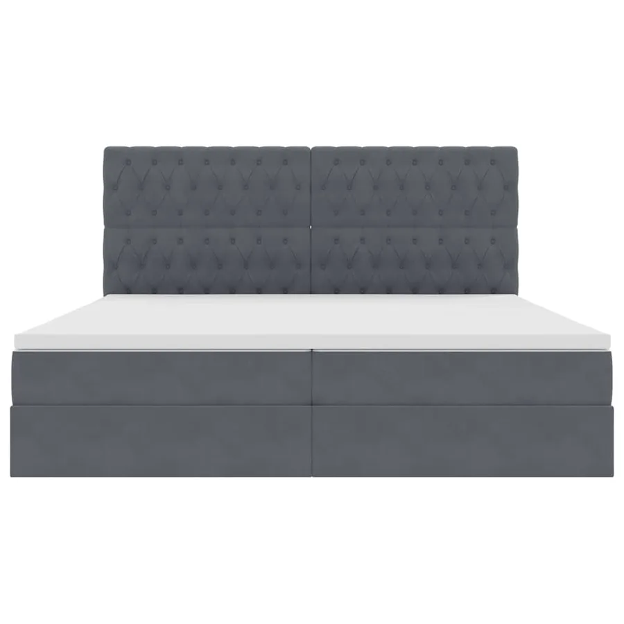 Lit avec rangement et matelas Gris foncé 200 x 200 cm Velours - 7