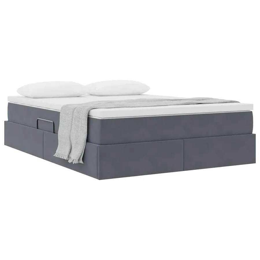 Lit avec rangement et matelas Gris foncé 140 x 190 cm Velours - 3