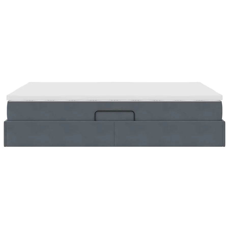 Lit avec rangement et matelas Gris foncé 140 x 190 cm Velours - 9
