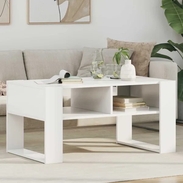 Table basse Blanc 92 x 53 x 45 cm Bois d'ingénierie