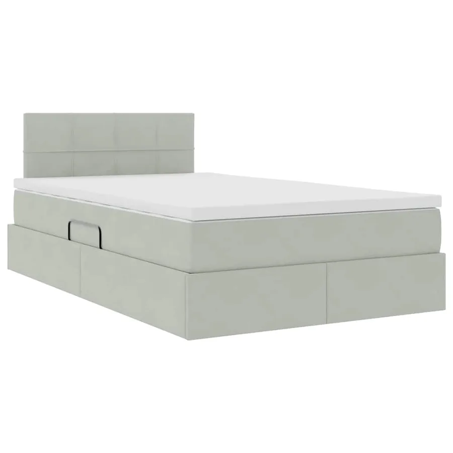 Lit de Rangement avec matelas Gris clair 120 x 200 cm Velours - 5