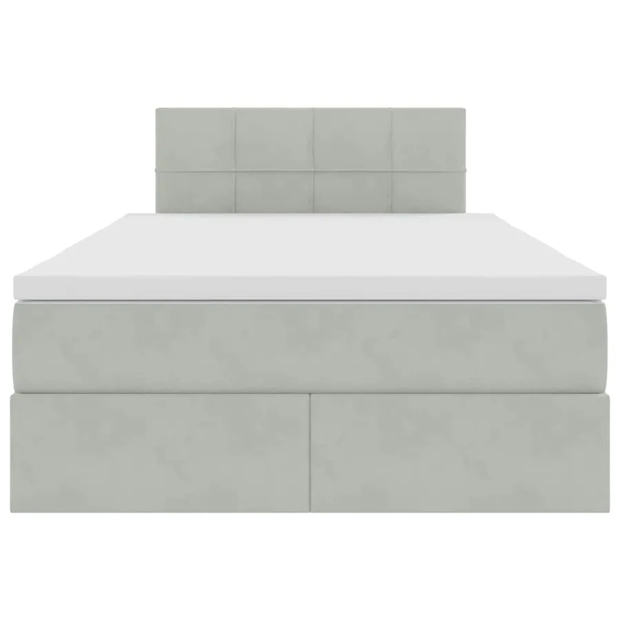 Lit de Rangement avec matelas Gris clair 120 x 200 cm Velours - 7