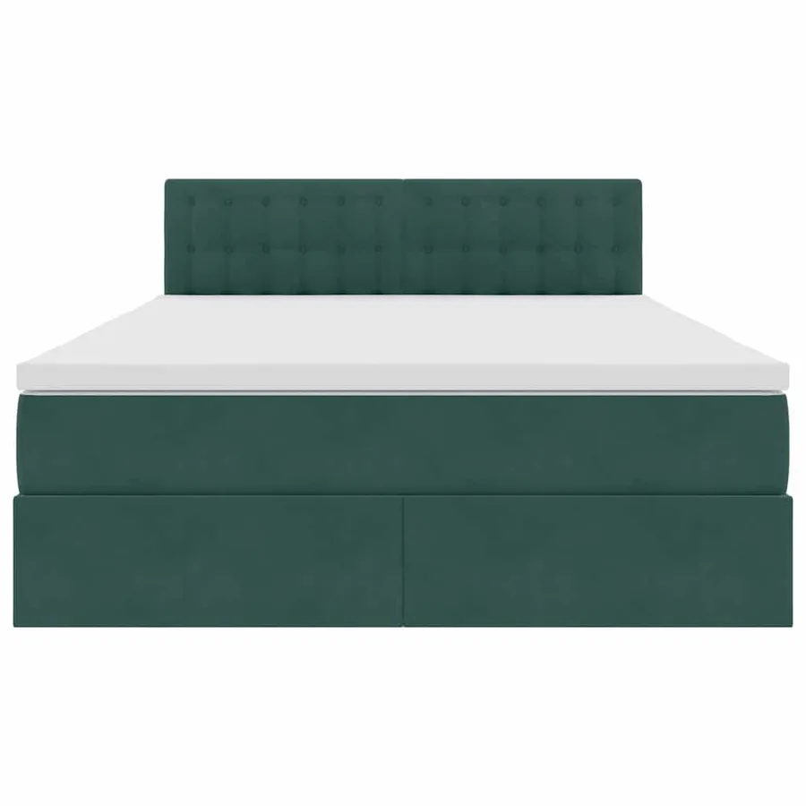 Lit de Rangement avec matelas Vert foncé 140 x 190 cm Velours - 6