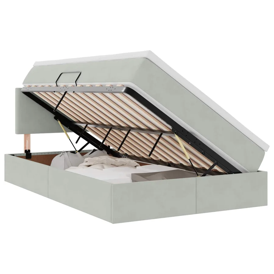 Lit de rangement LED avec matelas Gris clair 120 x 200 cm - 2