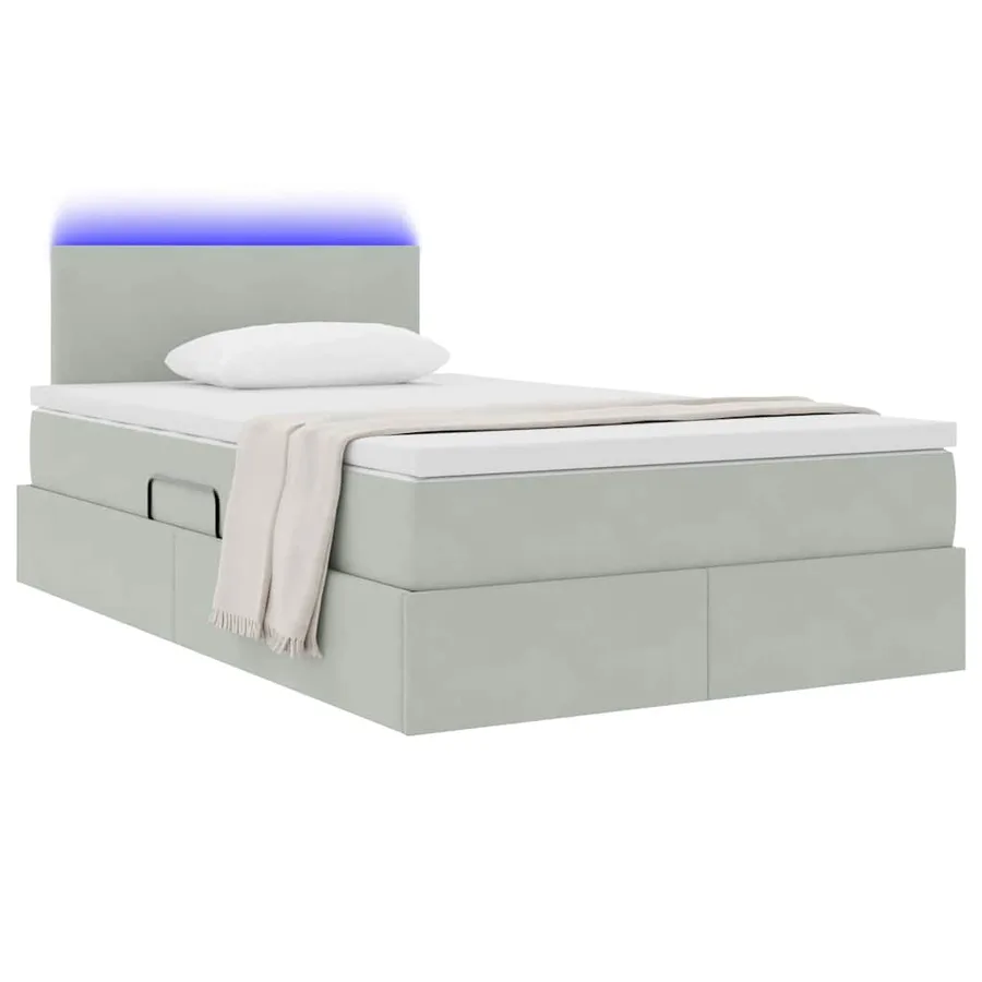 Lit de rangement LED avec matelas Gris clair 120 x 200 cm - 3