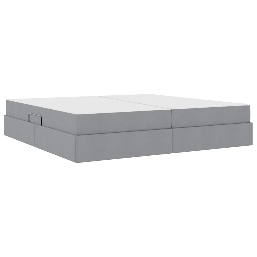 Lit avec rangement et matelas Gris clair 200 x 200 cm Polyester - 10