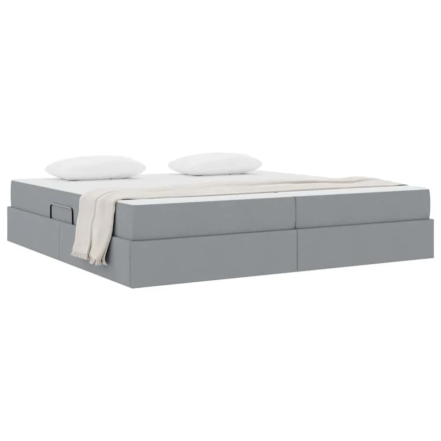 Lit avec rangement et matelas Gris clair 200 x 200 cm Polyester - 3