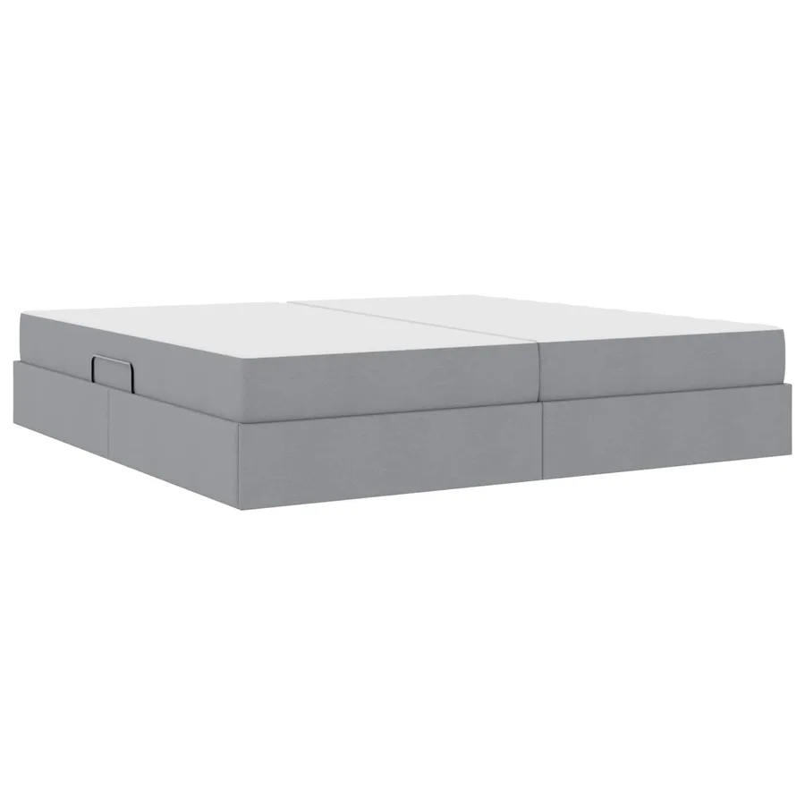 Lit avec rangement et matelas Gris clair 200 x 200 cm Polyester - 5