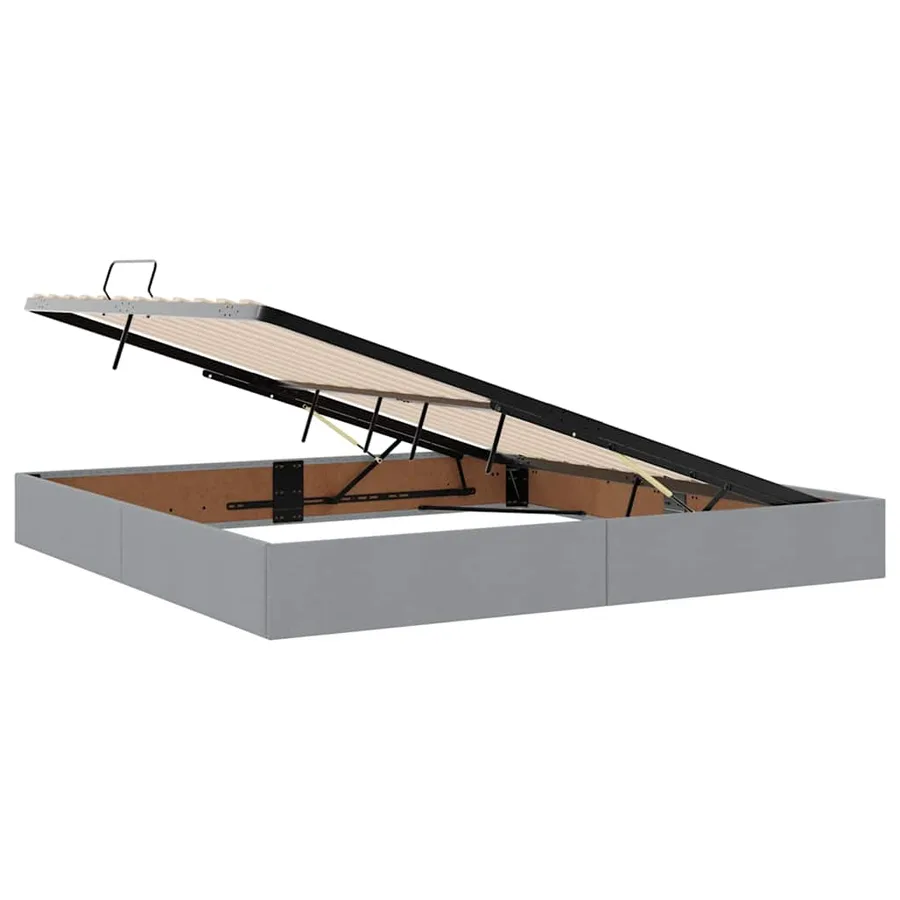 Lit avec rangement et matelas Gris clair 200 x 200 cm Polyester - 6