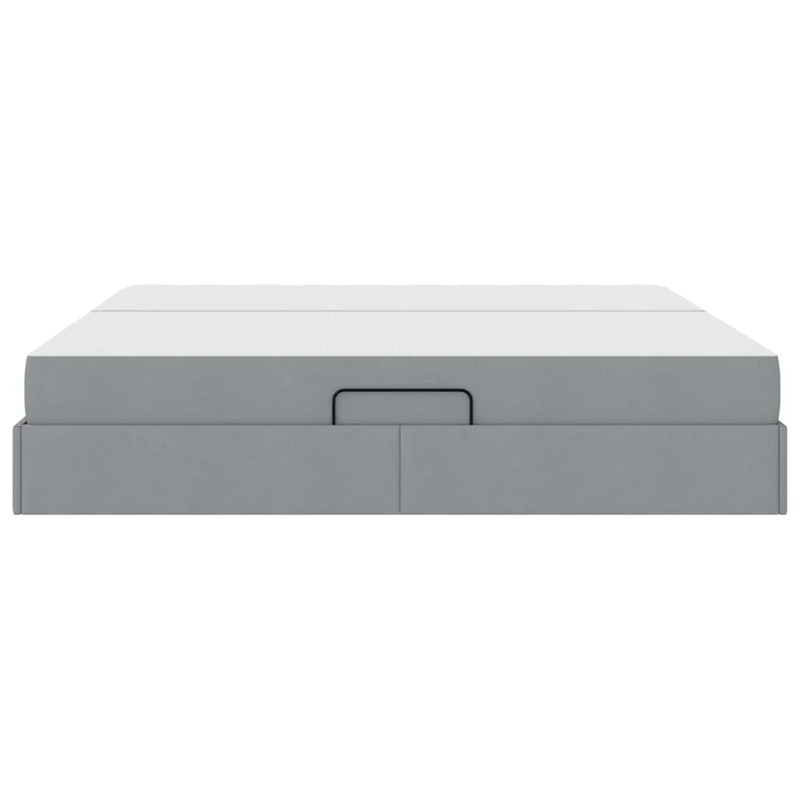 Lit avec rangement et matelas Gris clair 200 x 200 cm Polyester - 9