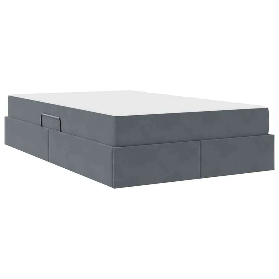 Lit avec rangement et matelas Gris foncé 120 x 200 cm Velours - 10