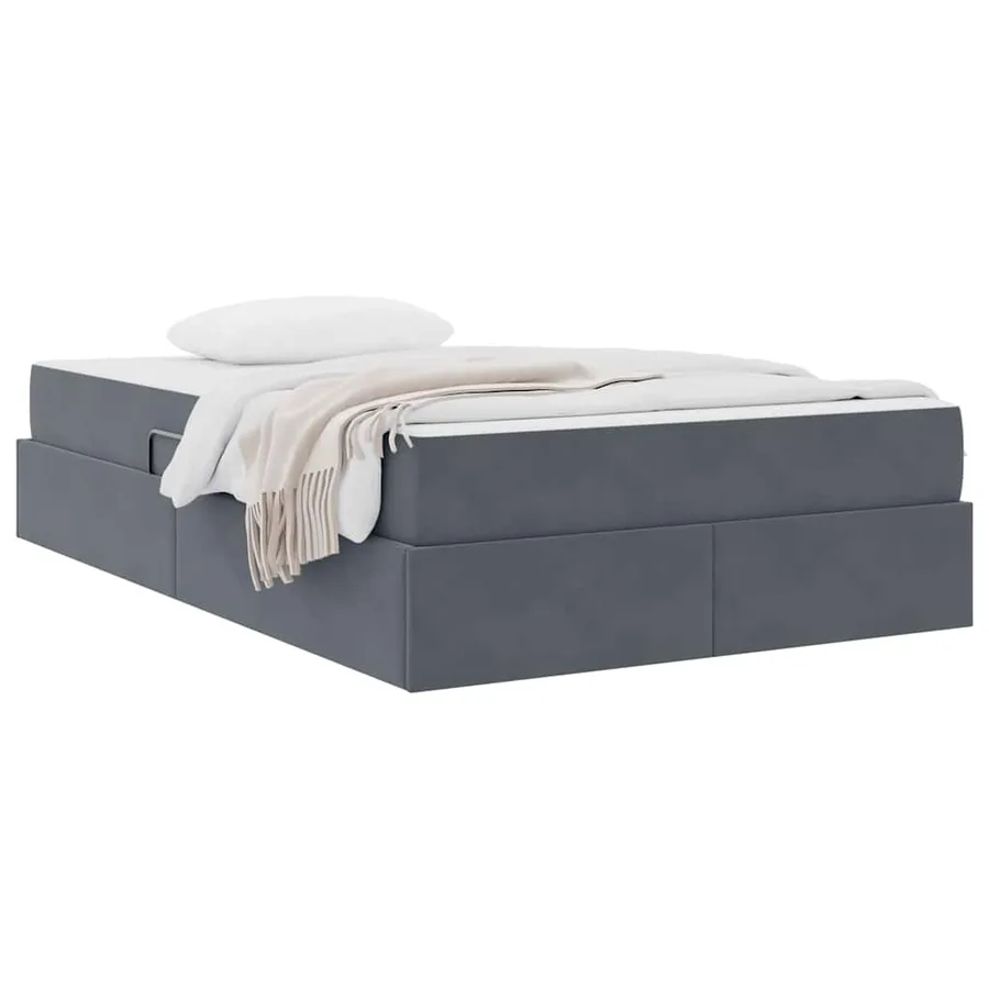Lit avec rangement et matelas Gris foncé 120 x 200 cm Velours - 3