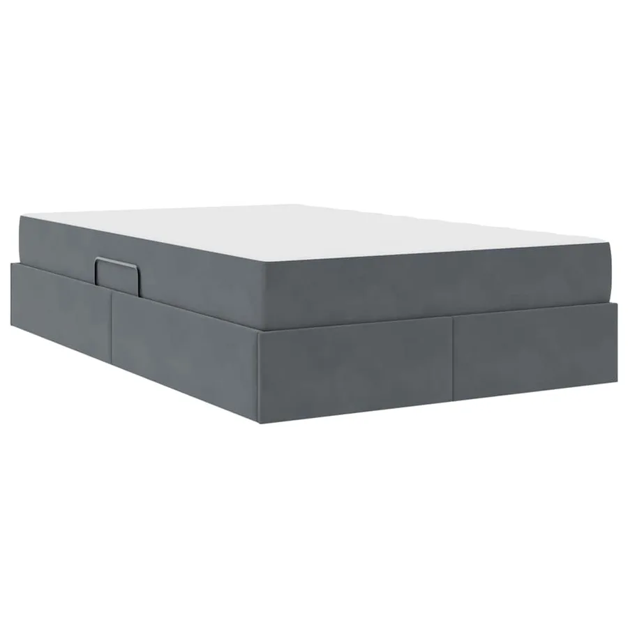 Lit avec rangement et matelas Gris foncé 120 x 200 cm Velours - 5