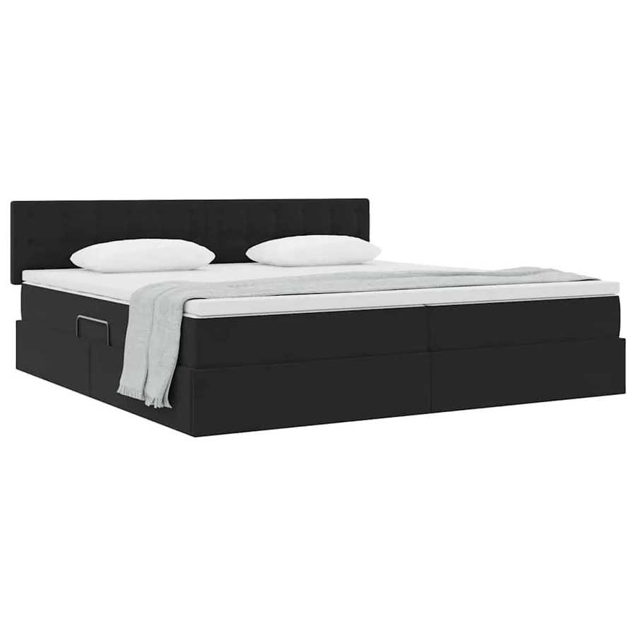 Lit de Rangement avec matelas Noir 200 x 200 cm Velours - 3