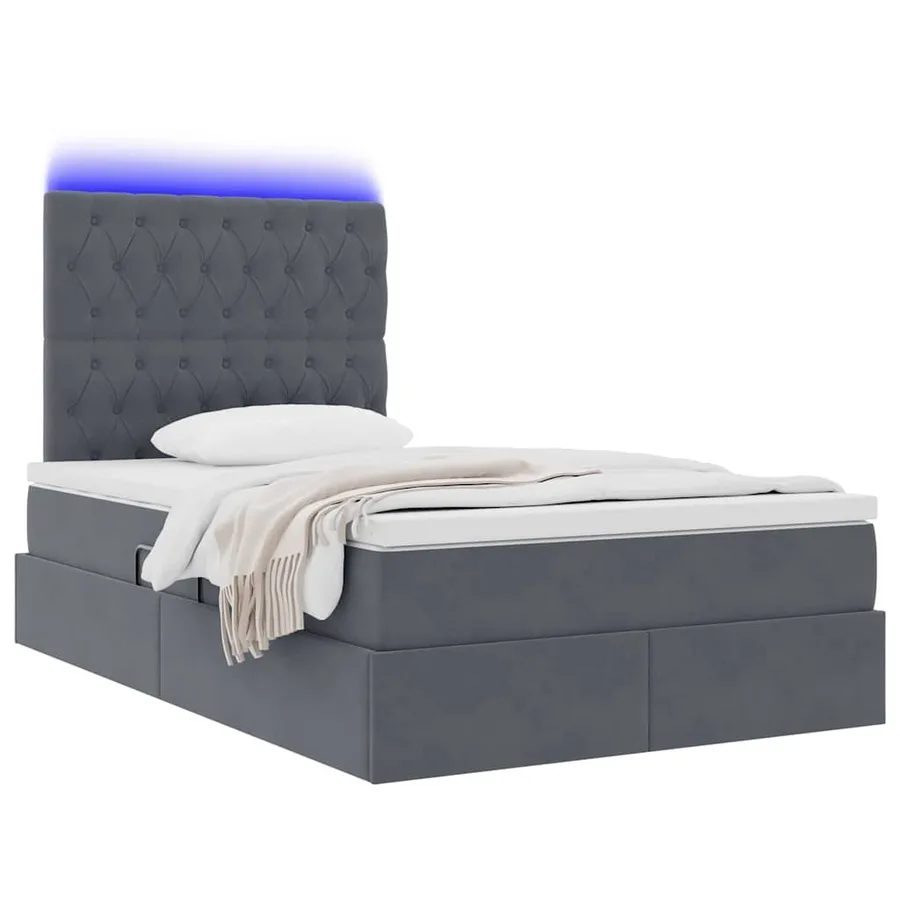 Lit de rangement LED avec matelas Gris foncé 120 x 200 cm - 3