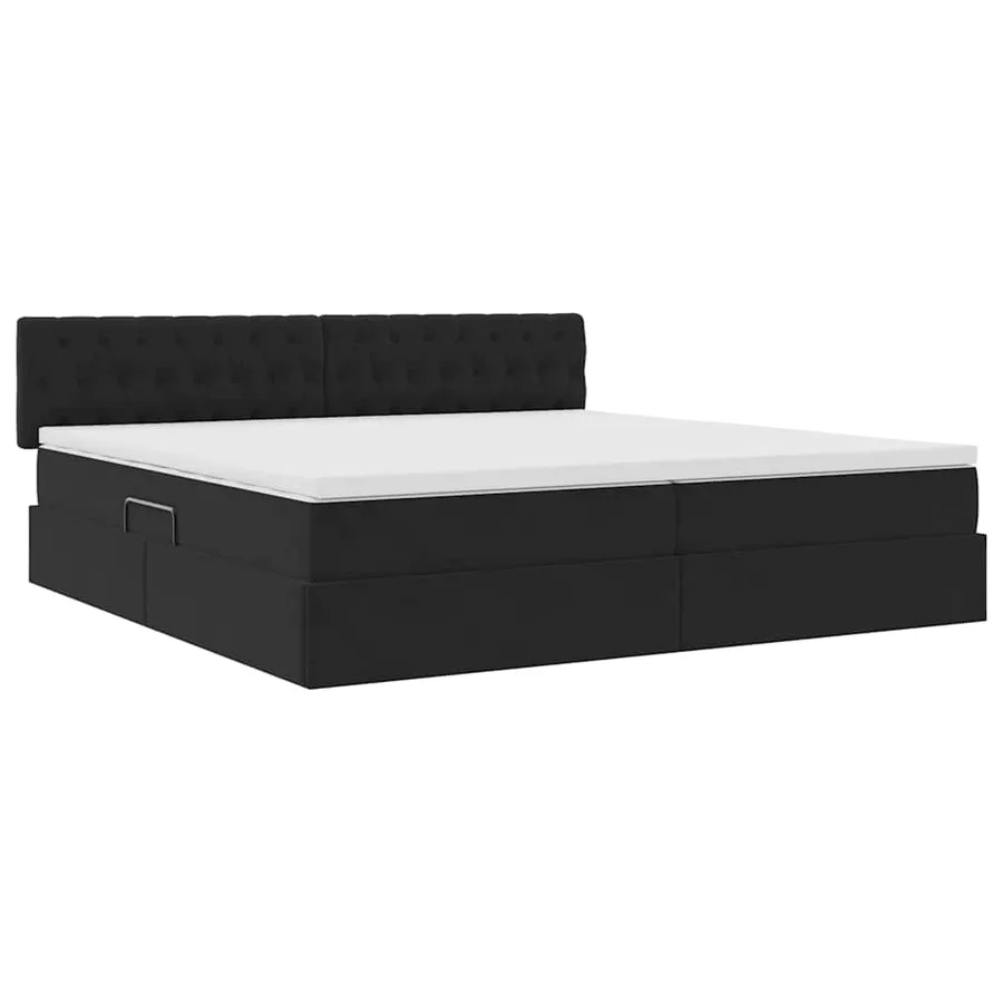 Lit de rangement LED avec matelas Noir 200 x 200 cm Velours - 6