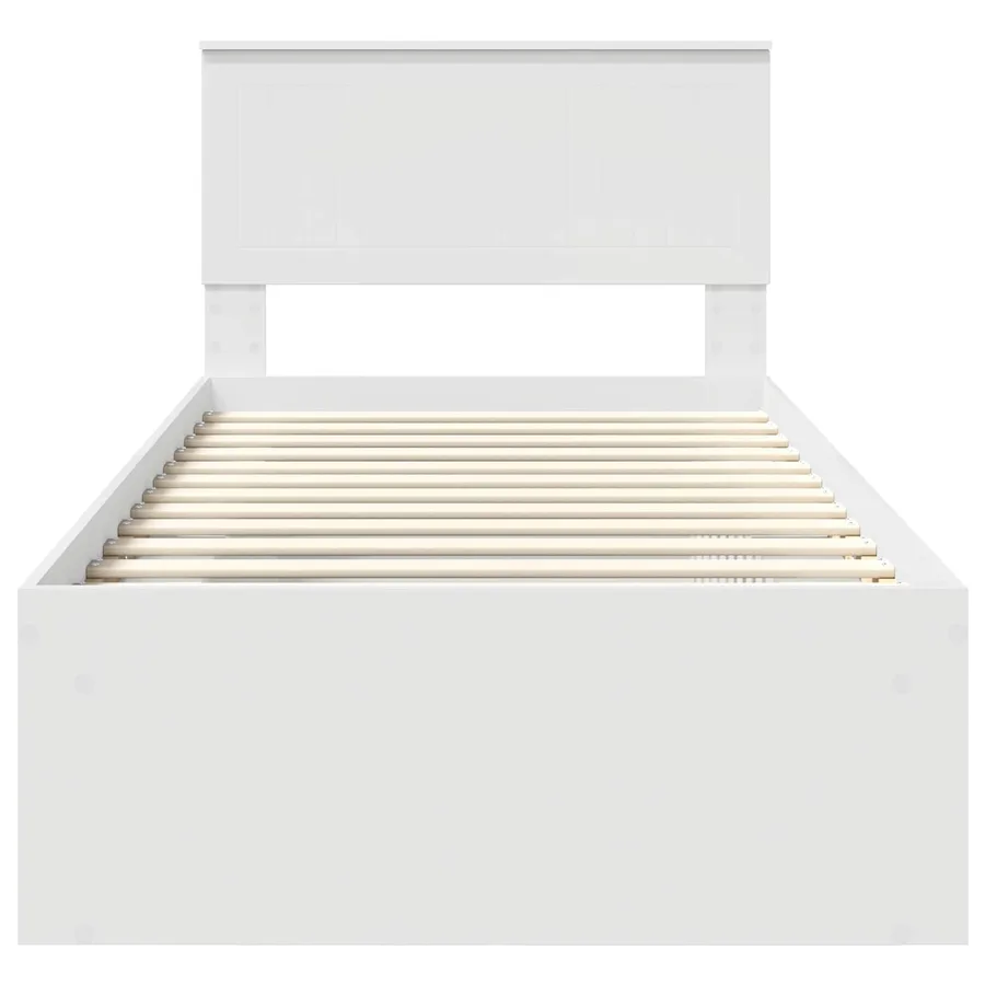 Cadre de lit avec tête de lit Blanc 90 x 200 cm Pin massif - 7