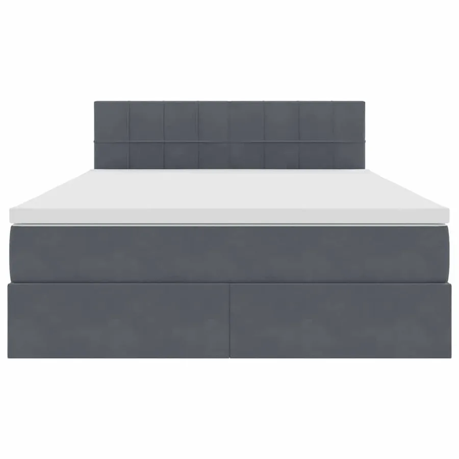 Lit de Rangement avec matelas Gris foncé 140 x 190 cm Velours - 7