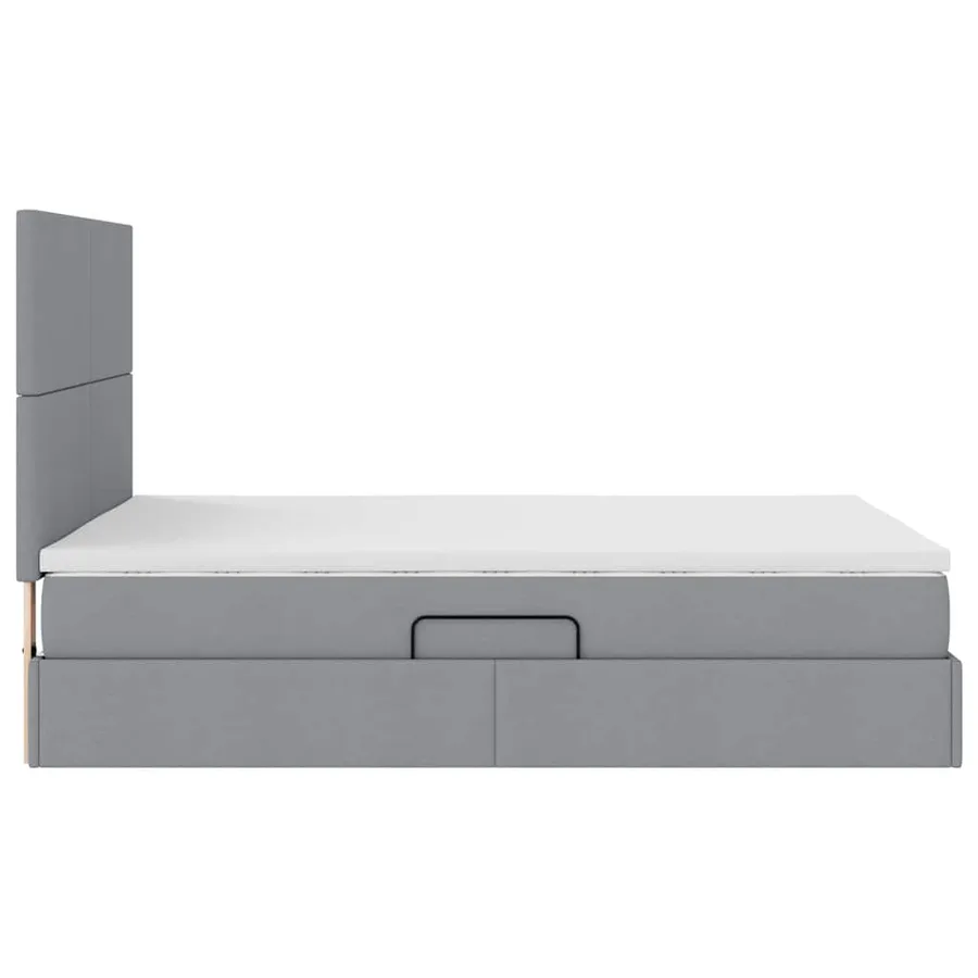 Lit de rangement LED avec matelas Gris clair 140 x 190 cm Tissu - 11