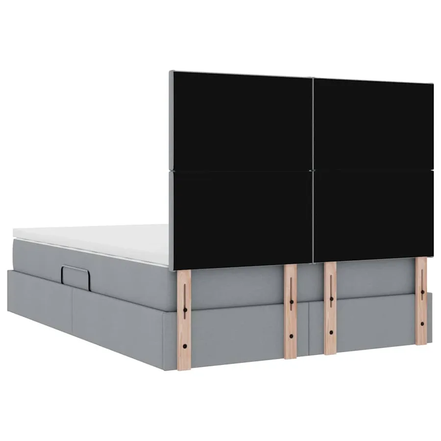 Lit de rangement LED avec matelas Gris clair 140 x 190 cm Tissu - 12