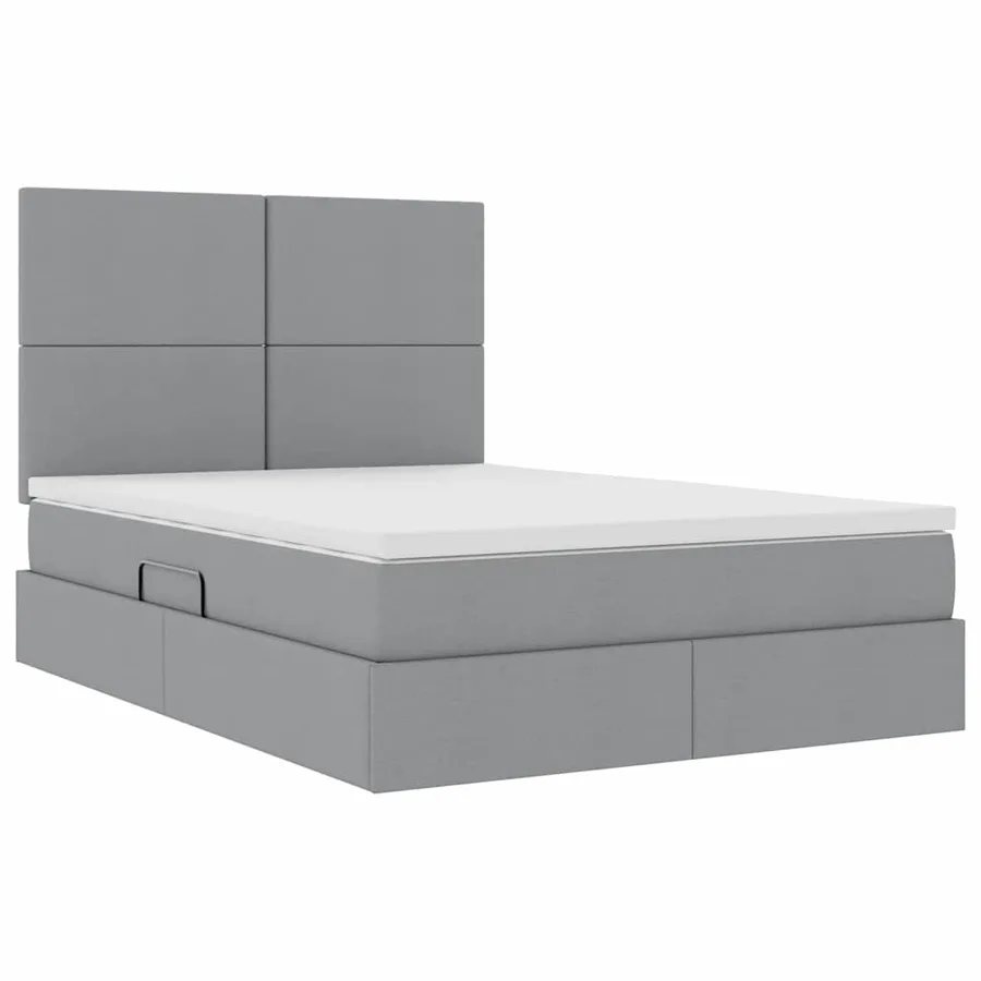 Lit de rangement LED avec matelas Gris clair 140 x 190 cm Tissu - 6