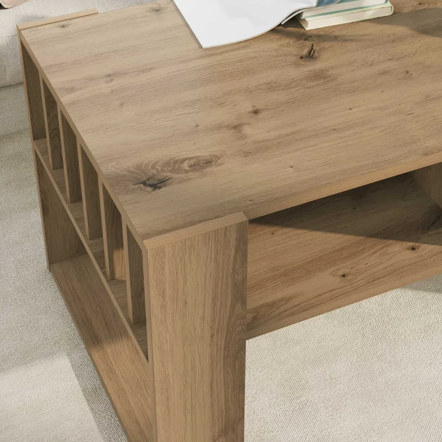 Table basse Chêne artisanal 92 x 49,5 x 45 cm Bois d'ingénierie - 4