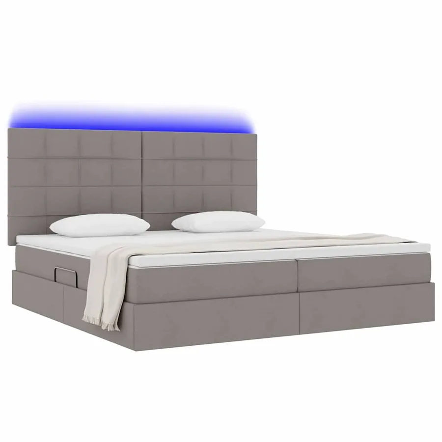 Lit de rangement LED avec matelas Taupe 200 x 200 cm Tissu - 3
