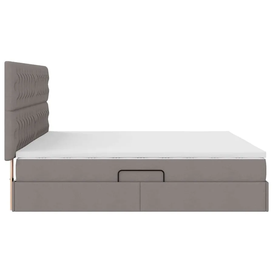 Lit avec rangement et matelas Taupe 200 x 200 cm tissu - 10