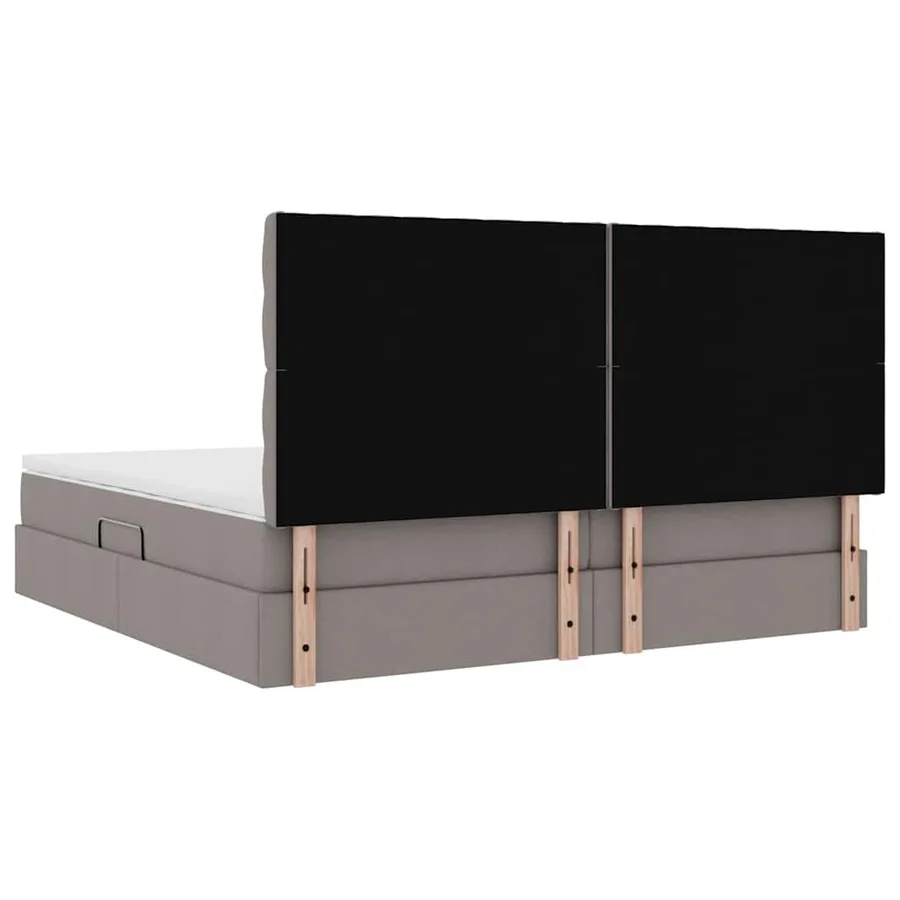 Lit avec rangement et matelas Taupe 200 x 200 cm tissu - 11