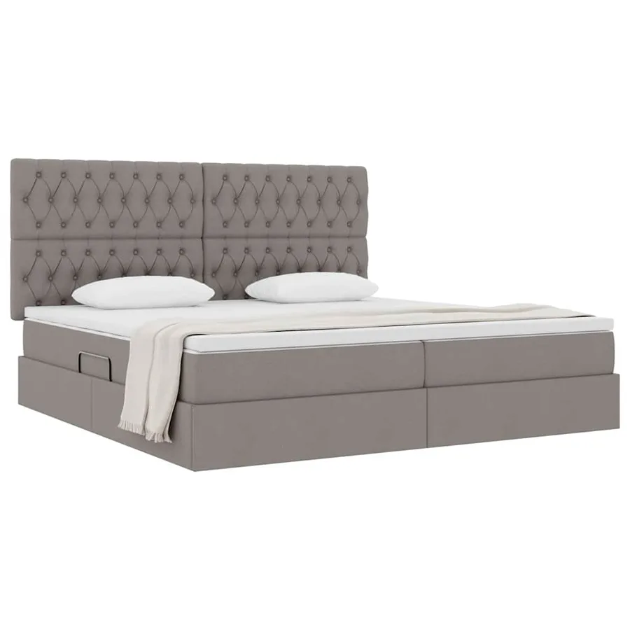 Lit avec rangement et matelas Taupe 200 x 200 cm tissu - 3