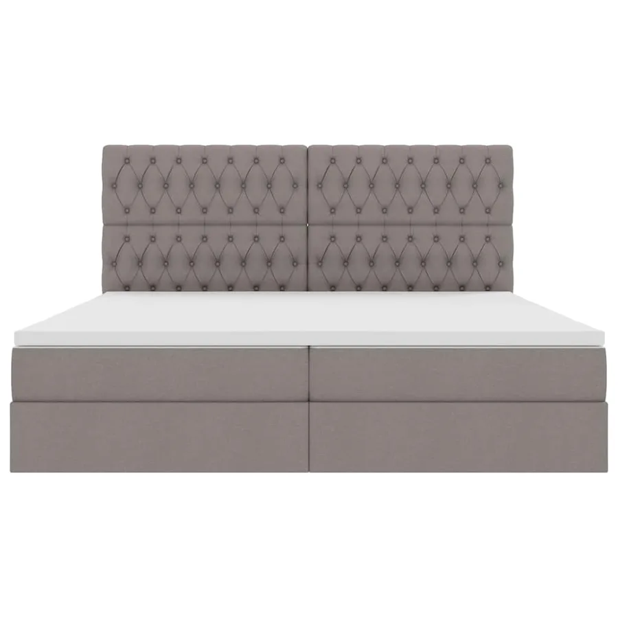 Lit avec rangement et matelas Taupe 200 x 200 cm tissu - 7