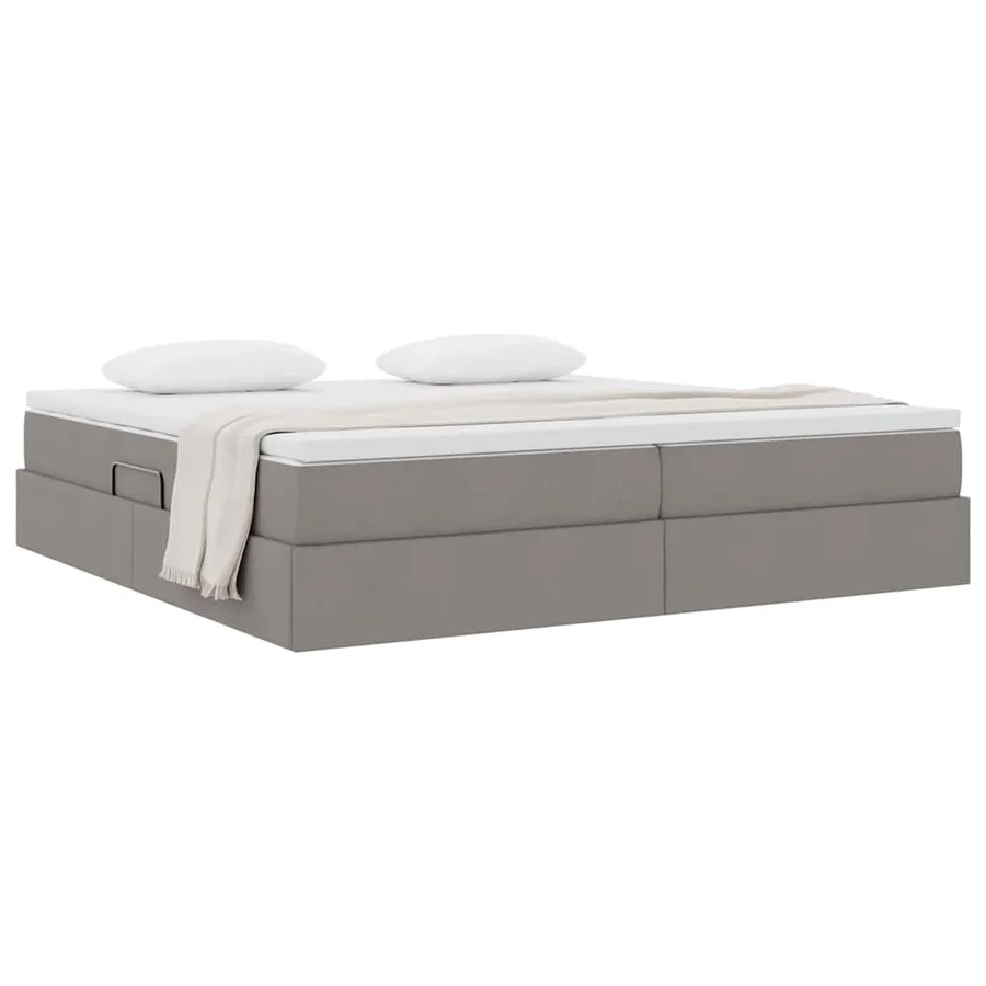 Lit avec rangement et matelas Taupe 200 x 200 cm Polyester - 3