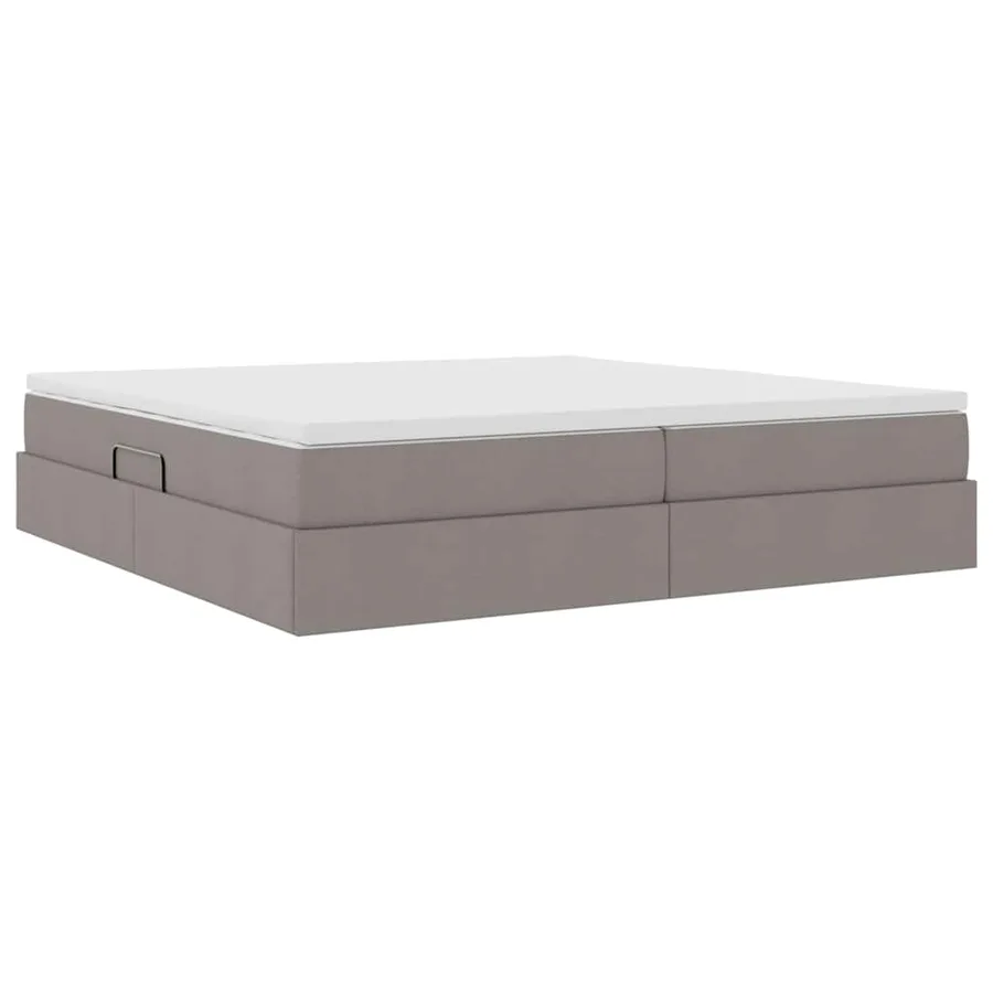 Lit avec rangement et matelas Taupe 200 x 200 cm Polyester - 5