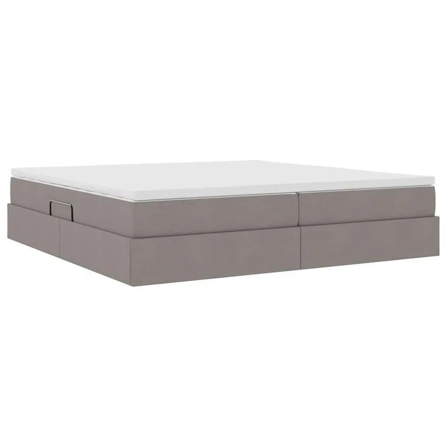 Lit avec rangement et matelas Taupe 200 x 200 cm Polyester - 9