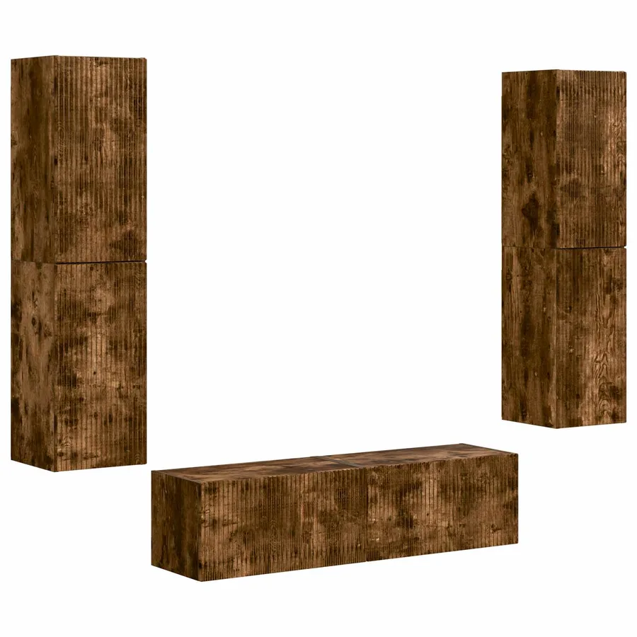 Ensemble meuble TV 6 pcs Chêne fumé Bois d'ingénierie - 2