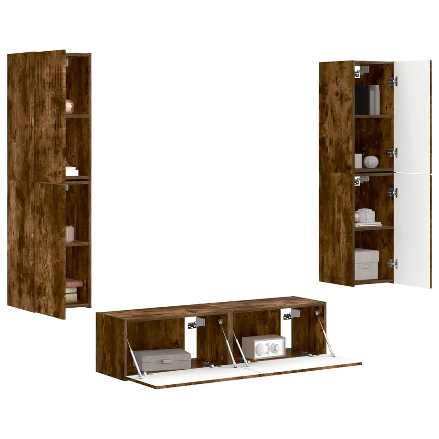 Ensemble meuble TV 6 pcs Chêne fumé Bois d'ingénierie - 3